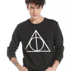 HARRY POTTER Deathly Hallows Gray Crewneck‎ Sweater- Men's Small